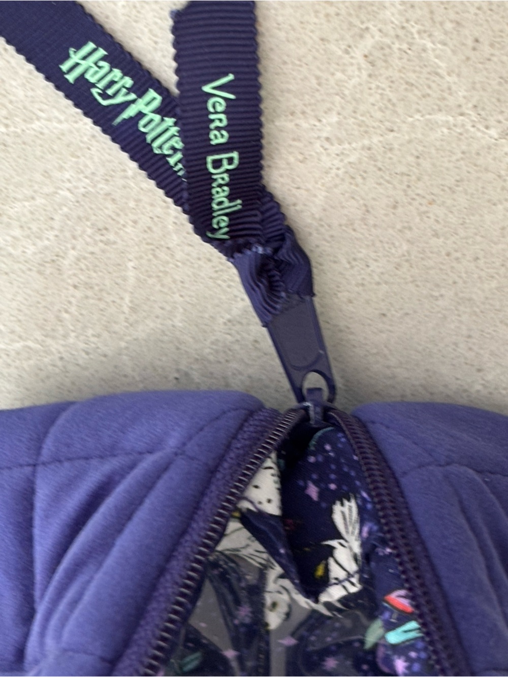 Vera Bradley Harry Potter Purple Quilted Hedwig Velvet Cosmetic Makeup Bag Case - Picture 9 of 11
